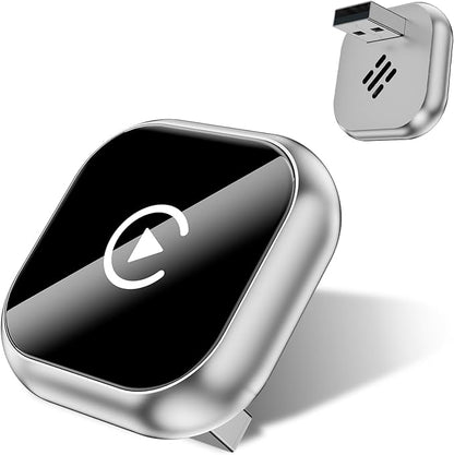 2-in-1 Wireless CarPlay Adapter - Fast Auto-Connect, Stable Connection, Plug & Play Adapter for iPhone & Android Auto Compatible Cars (Silver)