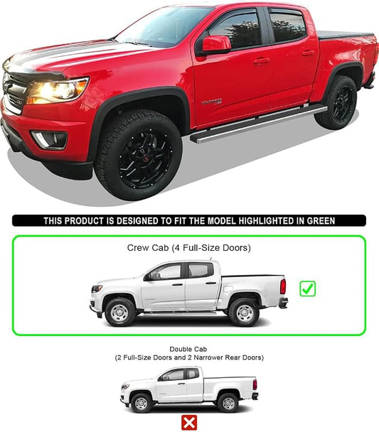 APS Running Boards (Side Bars Side Steps Step Bars) Compatible with Chevy Colorado GMC Canyon 2015-2026 Crew Cab 5ft Bed (Silver 6in Wheel to Wheel 304 Stainless Steel)