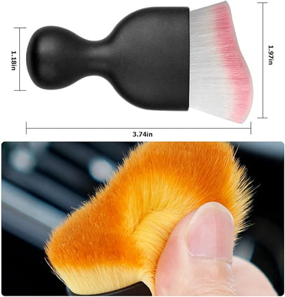 Blilo Car Interior Detailing Brush, Auto Soft Hair Cleaning Brushes, Curved Dirt Dust Collectors, Removal Tool for Dashboard Air Conditioner Vents Leather, Scratch Free (White/Pink/1PCS)
