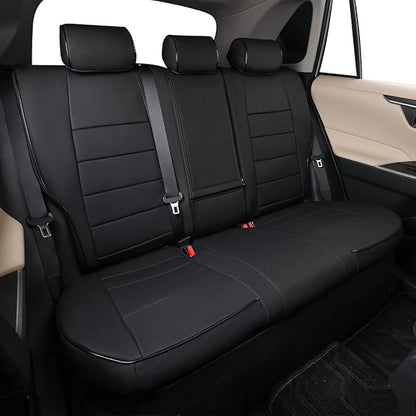 EKR Rav4 Seat Covers Custom Fit for Toyota Rav4(Gasoline) 2019 2020 2021 2022 2023 2024 2025 LE/XLE/XLE Premium/Limited,Leather Car Seat Cover Full Set for SUV,Faux Leather(Black)