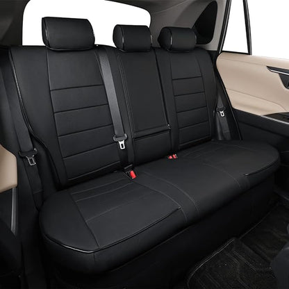 EKR Rav4 Seat Covers Custom Fit for Toyota RAV4 Adventure,TRD-Off Road 2019 2020 2021 2022 2023 2024, Leather Car Seat Cover Full Set for SUV,Faux Leather(Black)