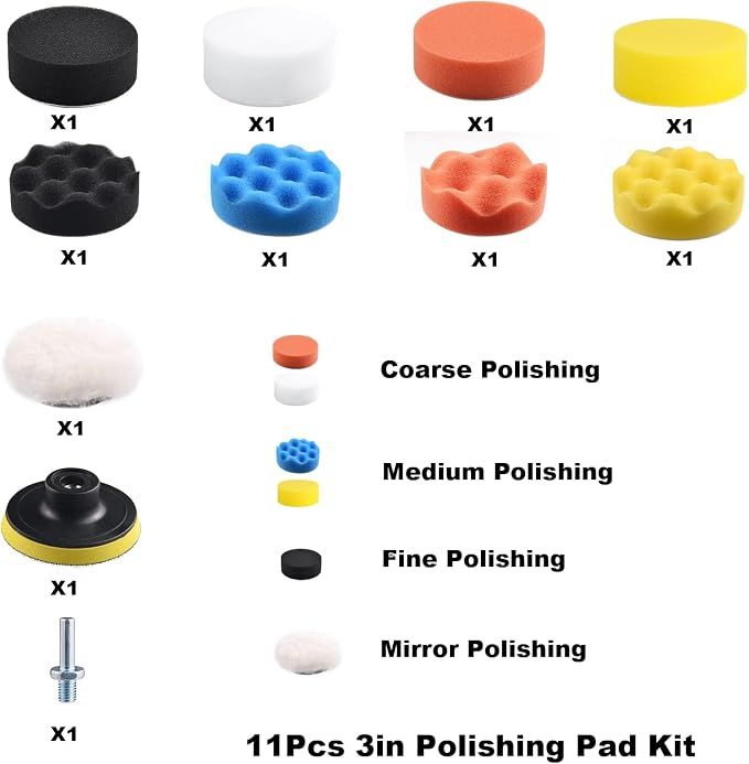Polishing Pad, Polishing Pad Kit, 11 Pcs 3 Inch Polishing Pad Kit, 3 Inch Buffing Pads