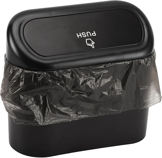 Accmor Car Trash Can with Lid, Mini Auto Dustbin Garbage Organizer with 30 Pcs Plastic Trash Bag, Automotive Garbage Container Bin for Vehicle, Home, Office