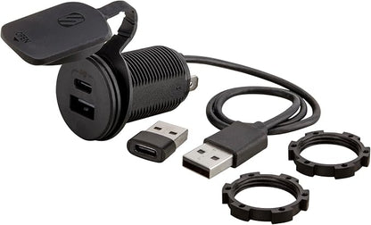 Scosche CPPDRLK-SP PowerVolt 27W Dash Port USB PD 3.0 Type-C Car Charger Compatible w/ Apple CarPlay & Android Auto Passthrough with USB-A to USB-C Adapter, Charger Socket for Car, Truck, Motorcycle