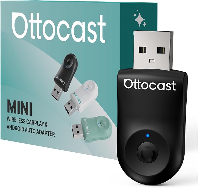 OTTOCAST Mini Dongle Wireless CarPlay Adapter for iPhone & Android Auto Adapter 2-in-1 Convert Wired to Wireless Apple Car Play, Plug & Play, USB-C, Low Latency (2016+ Cars, iOS 10+/Android 11+)
