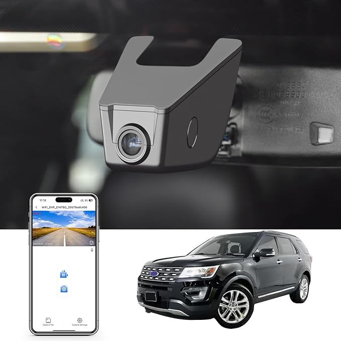 Mangoal 4K Dash Cam Custom for Ford Explorer U502 2011-2019, Base XLT ST_Line Limited Timberline Platinum King Ran(Model B), UHD 2160P Video, WiFi & App, GPS, 64GB Card