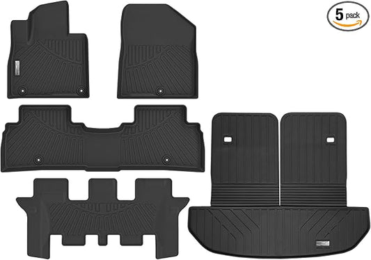 Floor Mats & Cargo Liner for KIA Sorento 2020 2019 2018 2017 2016,1st & 2nd & 3rd Row with Trunk mat Full Set,TPE All Weather Mats(Only Fits 7 Passenger Models)