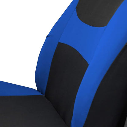 FH Group Automotive Seat Covers Light & Breezy Flat Cloth Full Set - Universal Car, Truck, SUV, or Van (Blue/Black) FB030115