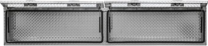 Buyers Products 1701770 Topsider Truck Tool Box, 18x16x96 Inch Diamond Tread Aluminum, Dual Flip-Up Doors, Locking Compression Latches, Weather Resistant, No-Drill Mount, Made in USA