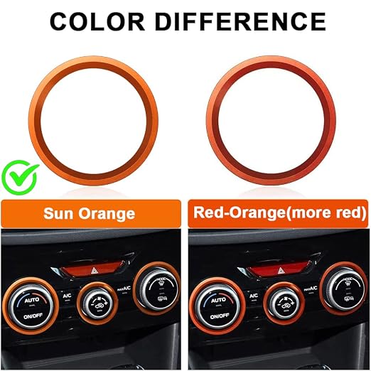 Auovo AC Climate Control Knob Outer Ring Covers for Subaru Crosstrek Accessories 2018-2023 / Impreza 2017-2023/ Forester 2019-2024 Interior for Car Air Condition Switch Control Trim (Sun Orange)