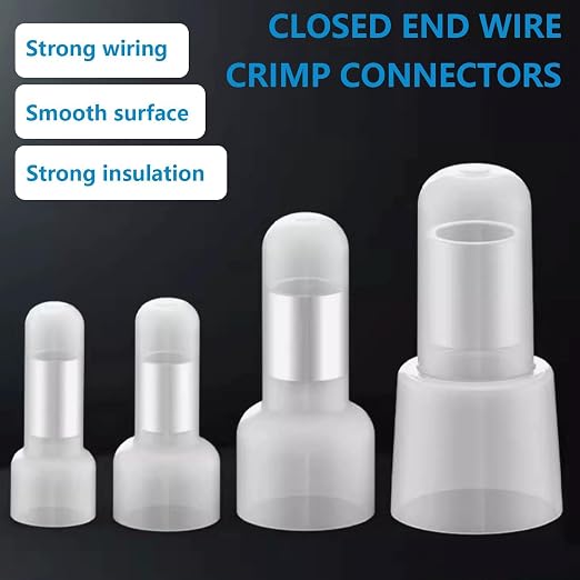 smseace 580 Pcs Nylon Closed End Crimp Connector - Closed End Crimp Caps Terminal for 22-16 AWG, 16-14 AWG, 12-10 AWG - Ideal for Automotive, Audio, and Electrical Applications