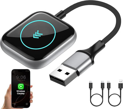 Wireless CarPlay Adapter,Wireless Car Screen Adapter for iPhone, Includes USB-A to USB-C Dongle, Plug & Play for iPhone (iOS 10 and Above)