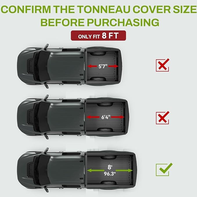 AUTOSAVER88 Hard Quad Fold Truck Bed Tonneau Cover Fit for Dodge Ram 1500 2002-2023, Dodge Ram 2500 3500 2003-2026 with 8ft Bed Without Rambox