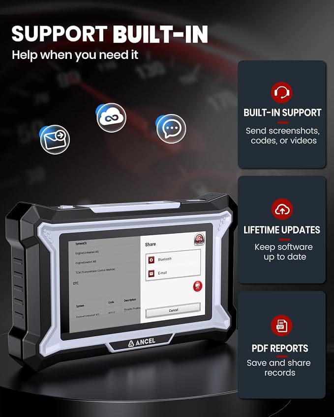 ANCEL DS100 OBD2 Scanner, Car Diagnostic Tool for Check Engine ABS Airbag Transmission, 5” Touchscreen, 7 Resets Oil Brake BMS SAS ABS Bleeding Throttle, AutoVIN, Lifetime Updates