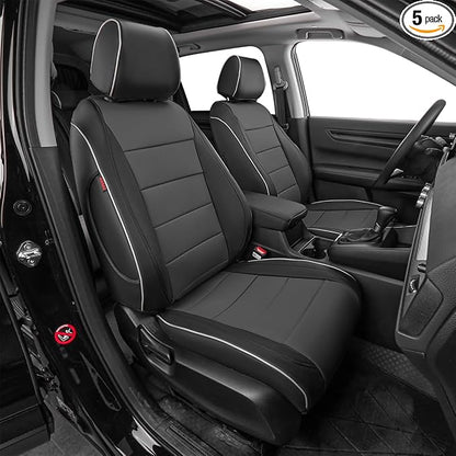 EKR CRV Seat Covers Custom Fit for Honda CRV 2023 2024 2025 2026 Leather Car Seat Cover Full Set for Trucks SUV,Waterproof Car Seat Cushion,Faux Leather (Black/Gray)