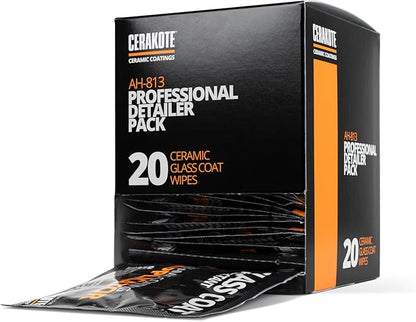 CERAKOTE Ceramic Glass Coat Protectant Pro Pack (20 Count Wipes) - Hydrophobic Automotive Rain Repellant, Long-Lasting and Durable Ceramic Coating, Quick and Easy Application