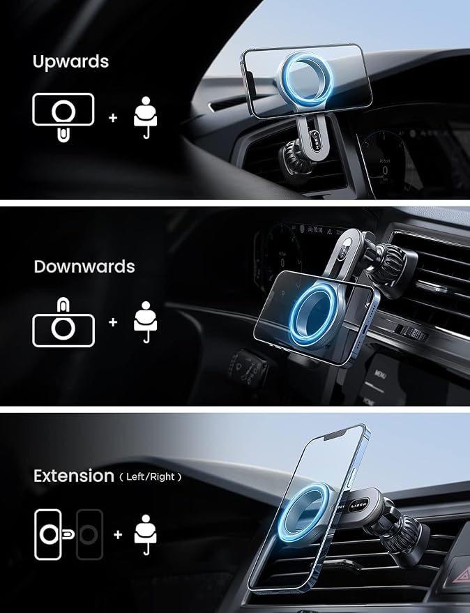LISEN for MagSafe Car Mount, 2026 Magnetic Phone Holders for Car Air Vent Phone Mount [Ultra-Magnetic] Hands Free Cell Phone Holder Car Accessories for Men Women fit iPhone 17 16 15 14 13 Pro-Silver