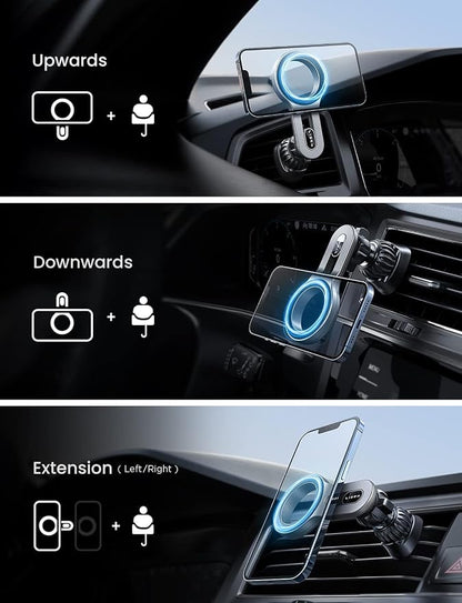 LISEN for MagSafe Car Mount, 2026 Magnetic Phone Holders for Car Air Vent Phone Mount [Ultra-Magnetic] Hands Free Cell Phone Holder Car Accessories for Men Women fit iPhone 17 16 15 14 13 Pro-Silver