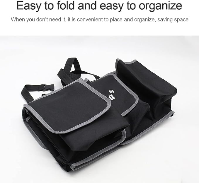 Car Trunk Organizer and Storage, Backseat Hanging Organizer for SUV, Truck, MPV, Waterproof, Collapsible Cargo Storage Bag with 4 Pockets, Car Interior Accessories (Black)