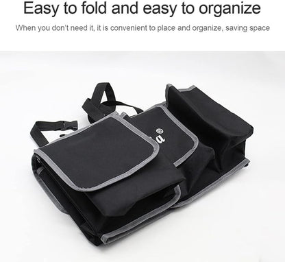 Car Trunk Organizer and Storage, Backseat Hanging Organizer for SUV, Truck, MPV, Waterproof, Collapsible Cargo Storage Bag with 4 Pockets, Car Interior Accessories (Black)