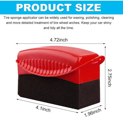 Yourkar 2 PCS Tire Shine Applicator, Flat Dressing Waxing Sponge Pads With Lid Cover, Reusable Polishing Cleaning Foam Applicators With Rectangular Box, Car Accessories (Red)