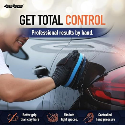 Nanoskin AUTOSCRUB 5 3/4" Hand Strap Applicator – Clay Bar Alternative for Removing Contaminants from Paint, Glass, Plastic, and Metal | Compatible with 6" Pads | Easy Pre-Wax & Coating Prep