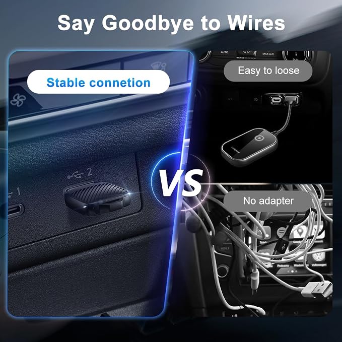TRPYD Wireless CarPlay Adapter 2025 Upgraded, Plug and Play, No Latency, Converts Factory Wired to Wireless, Compatible with iPhone (iOS 10 and Above) for Cars 2016+ - Black