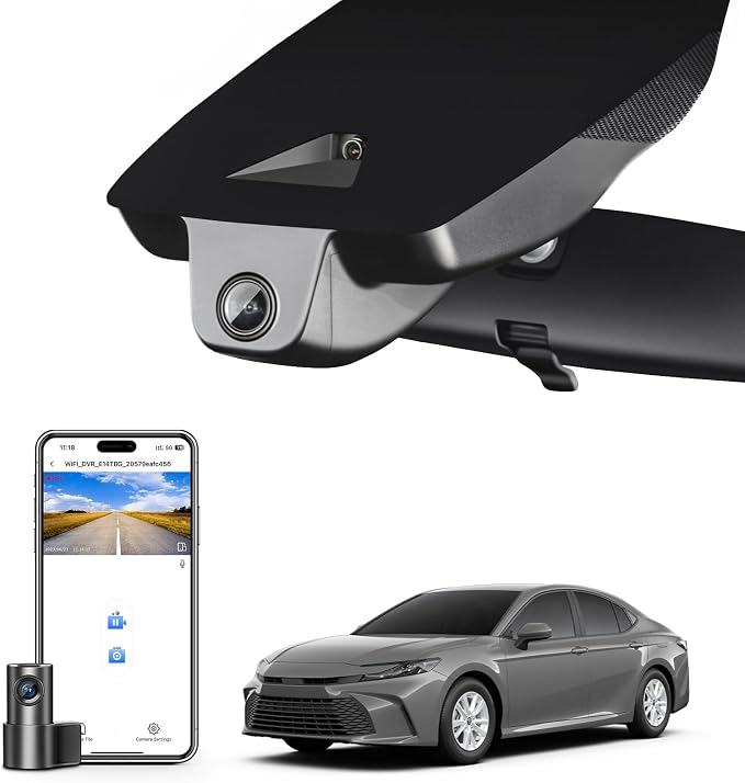 Mangoal Front 4K & Rear 1080P Dash Cam Custom fit for Toyota Camry 2025 2026 (Model C), Hybrid LE SE XLE XSE, Integrated OEM Look, UHD 2160P Video, App & WiFi, Easy to Install, GPS, 128GB Card