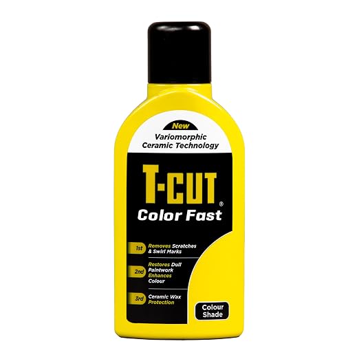 T-Cut Color Fast 3-in-1 Paint Restorer, Yellow - Scratch Remover, Ceramic Car Wax & Color Enhancer - Removes Swirls & Oxidation, 17 oz