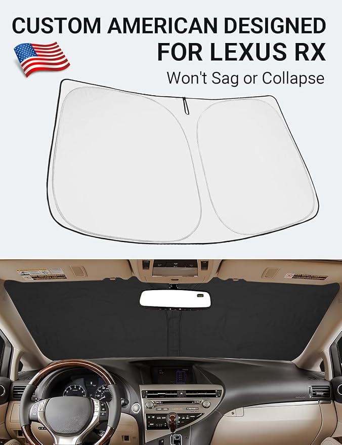 Proadsy 2026 Upgrade Front Windshield Sun Shade Foldable Sunshade Protector Custom Fit 2010-2015 Lexus RX Accessories