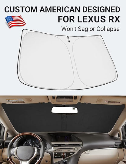 Proadsy 2026 Upgrade Front Windshield Sun Shade Foldable Sunshade Protector Custom Fit 2010-2015 Lexus RX Accessories