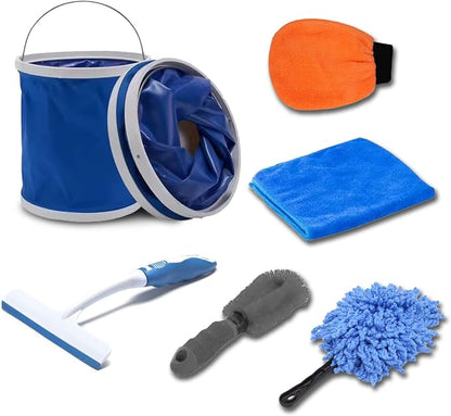 Seal Skin Covers 6pcs Car Wash Kit, Complete Car Wash Bucket Set with Brush, Microfiber Cloth Car Washing Accessories - Car Cleaning Supplies Kit - Ideal for Car Washing Kit & Motorcycle Wash