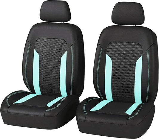 2 Pack Universal Car Seat Cover with Breathable Mesh Backrest,Comfortable Car Seat Protector with Foam Padding and Retaining Buckle,Highly Elastic Car Seat Covers Full Set (Mint)