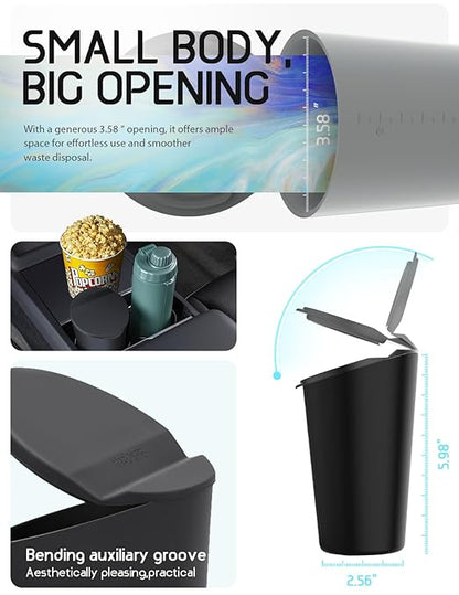 BMZX Car Trash Can with Lid Small Cup Holder Door Pocket Garbage Can Trash Bin Trash Container Fits Auto Home Office, Black 2Pcs