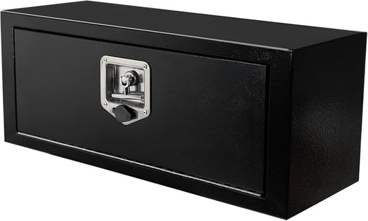 27.5 inch Steel Underbody Truck Tool Box w/T-Handle Latch, Heavy Duty Truck ToolBox Truck Storage Organizer For Organization And Storage, 27.5"x 10"x 11" inch Black