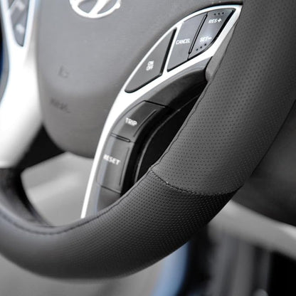 BDK Sporty Two Tone Ergonomic Grip Steering Wheel Cover - Plush Leather Grip for Standard Size Wheels 14.5-15 inch Gray/Black