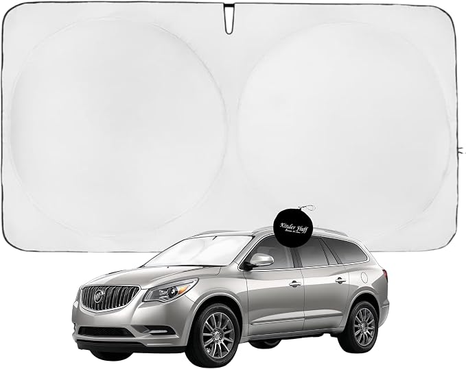 Windshield Sun Shade | Compatible for Buick Enclave (2010-2017) | Certified 99.87% UVB & 99.02% UVA Car Sun Shade. Award Winning Sunshade - Patented Technology | Car Shades by Kinder Fluff