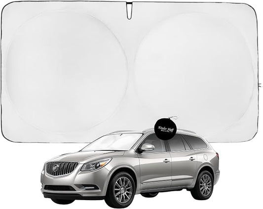 Windshield Sun Shade | Compatible for Buick Enclave (2010-2017) | Certified 99.87% UVB & 99.02% UVA Car Sun Shade. Award Winning Sunshade - Patented Technology | Car Shades by Kinder Fluff