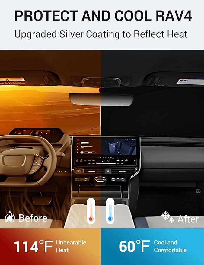 Proadsy 2026 Upgrade Windshield Sun Shade Custom Fit Solterra 2023-2026 Foldable Front Sunshade Protector Sun Visor Blocks UV Rays Keep Car Cooler Accessories