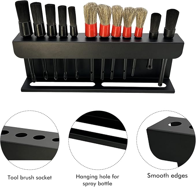 Car Detailing Brush Kits and Holder,2 in 1 Auto Detailing Spray Bottle Holder and Detail Brush Stand,Durable Sturdy Rack for Garage Car Beauty Shop