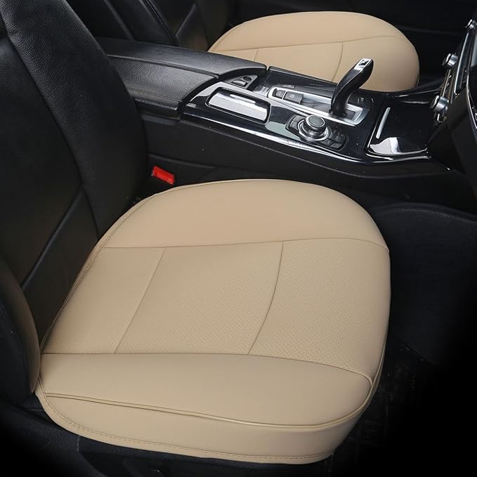 Ultra-Luxury PU Leather Car Seat Protection Cover Car Seat Cover for Most Four-Door Sedan&SUV,Single Seat Cover Without Backrest 1PCS (W 20.8× D 21× T 0.2inch) (3D-Beige)