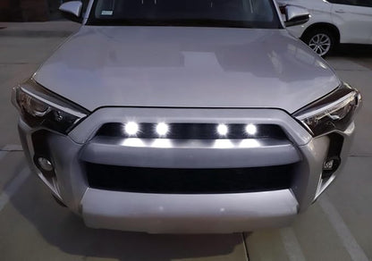 iJDMTOY 4pc Set 3W High Power LED Grille Mesh Mount Lighting Kit Compatible with Toyota FJ Cruiser 4Runner Tacoma etc., 6000K Xenon Projector Lens Spot Beam LED Lights