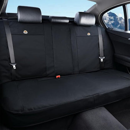Coverado Canvas Universal Car Seat Covers - Rear & Auto Seats Protectors for Kids & Dogs - Fits Most Vehicles Trucks SUVs/Black