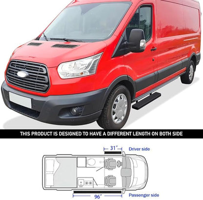 APS (Stainless Steel Black Powder Coated 5 inches) Running Boards Nerf Bars Side Steps Compatible with Ford Transit 2015-2026 Full Size Van 3-Door (Exclude 2022-2026 E-Transit)