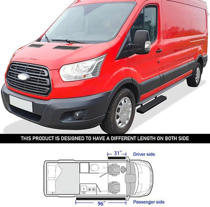 APS Running Boards (Side Steps Step Bars) Compatible with Ford Transit 2015-2026 Full Size Van 3-Door (Exclude 2022-2026 E-Transit) (Stainless Steel Black Powder Coated 5 inches)
