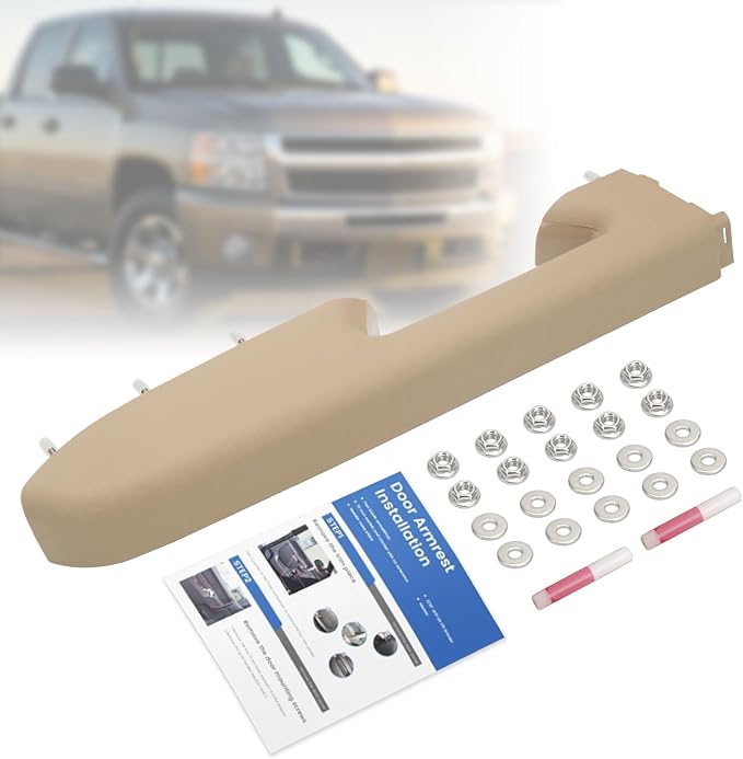 Front Left Driver Side Door Panel Armrest Repair Kit Replace 22818465 Fit for Chevy Silverado Fit for GMC Sierra 1500 2500HD 3500HD 2010-2014#Tan