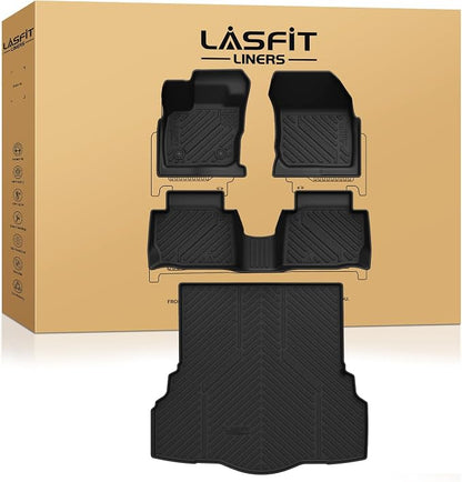 LASFIT Floor Mats and Cargo Mats for Ford Fusion 2017-2020 (Only Fit Gasoline), All Weather Custom Fit TPE Floor Liners for Fusion 2020 2019 2018 2017 Front & Rear Full Set Car Mats, Black