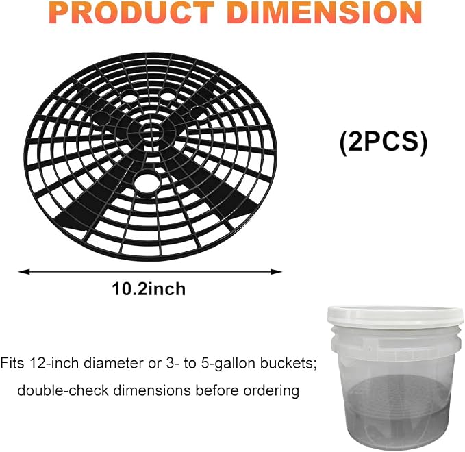 2 PCS Car Wash Bucket Inserts, Auto Detail Dirt Gaurd Buckets Filter Helps Remove Dirt Debris, Dirt Guard Insert Wash Filter Fits 12 Inch Diameter Bucket or 3-5 Gallon Buckets (Black)