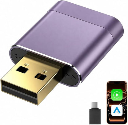 Mini Wireless CarPlay Adapter for Apple & Android Auto, Easy to Use Bluetooth Dongle with Fast Stable Connection, Converts Wired to Wireless Car Play Adapter, for Cars from 2016 with USB-A/C