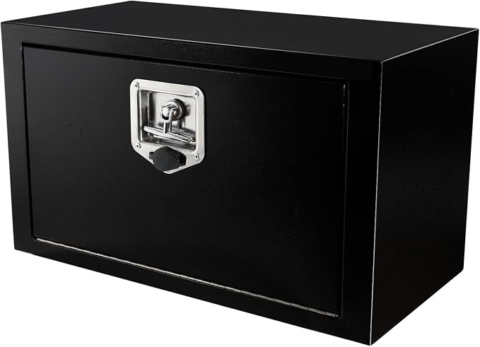 24 Inch Underbody Truck Tool Box with T-Handle Lock,Heavy Duty Truck Storage Organizer Tool Box Chest For Storage Smooth Surface Waterproof, 24"x 12"x 14" inch Black
